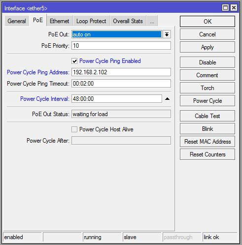 Пример настроек PoE на маршрутизаторах Mikrotik